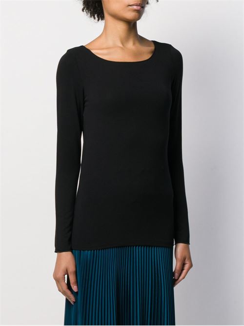 T-shirt donna manica lunga nera MAJESTIC FILATURES | M001FTS005002